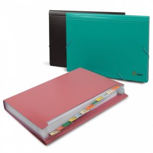 File folder with rubbers Forpus, A4, plastic, black, 12 compartments 0816-024