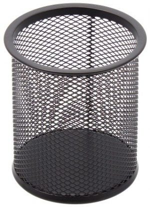 Pencil case Forpus, round, black, empty, perforated metal 1005-014