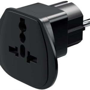 Goobay 94028 World to EU Travel Adapter, (UK, US, IT, CH, to EU), Black