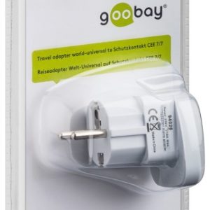 Goobay 94026 World to EU Travel Adapter, (UK, US, IT, CH, to EU), White