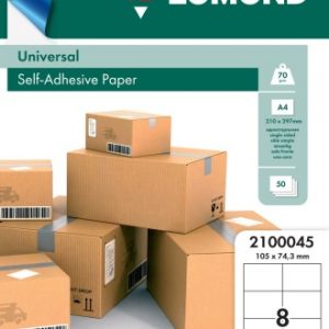 Lomond Self-Adhesive Paper Universal Labels, 8/105x74,3, A4, 50 sheets, White