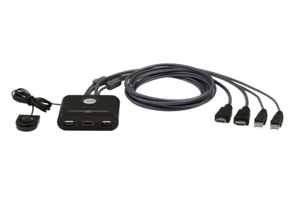 ATEN CS22HF-AT 2-Port USB FHD HDMI Cable KVM Switch, Black