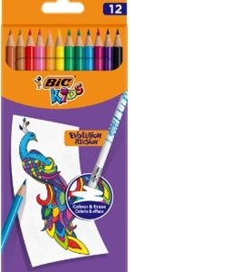 BIC Kids Evolution Illusion erasable pencil crayons box of 12 pcs