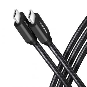 AXAGON BUCM3-CM20AB cable USB-C  USB-C 3.2 Gen 1/PD 60W/3A/ALU/Black braided/2m