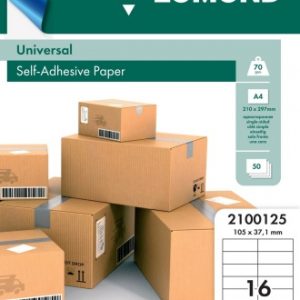 Lomond Self-Adhesive Paper Universal Labels, 16/105x37, A4, 50 sheets, White