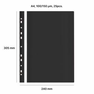 AD Class Perforated A4 Report File 100/150 black 25pcs./pack.