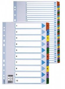 Divider Esselte Mylar, A4, numbers 1-10, color