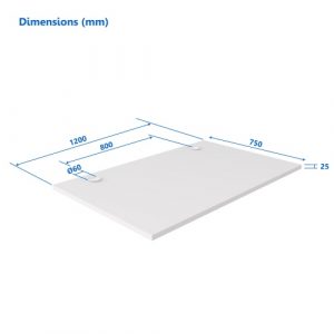 Laminated particle board Table top Up Up, white 1200x750x25mm