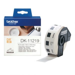 Brother DK-11219 (DK11219) Round Labels, Black on White, 12 mm, 1200 labels per roll