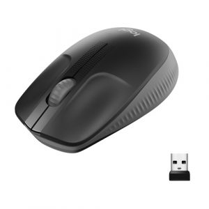 Logitech M190 Full-Size Wireless Mouse, RF Wireless, 1000 DPI, Charcoal