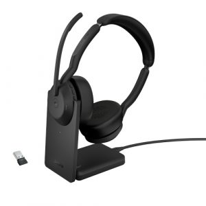 Jabra Evolve2 55 MS Stereo Link380a Wireless Headset Bluetooth USB-A, Charging Stand, Black