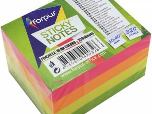 Sticky notes Forpus, Neon, 50x40mm, assorted, cube (1x320)