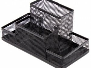 Pencil case Forpus, black, empty, section 4, perforated metal 1005-012