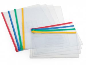 Folder Forpus, A5, with zipper in various colors, transparent