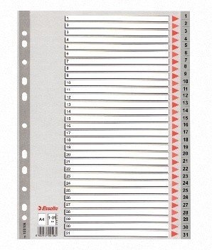 Divider Esselte PP, A4, numbers 1-31, plastic