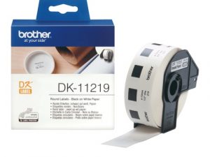 Brother DK-11219 (DK11219) Round Labels, Black on White, 12 mm, 1200 labels per roll