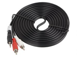 Lanberg CA-MJRC-10CC-0050-BK audio cable Mini Jack 3.5 mm, 2 x RCA (Chinch), 5 m, Black