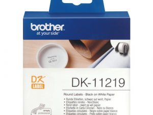 Brother DK-11219 (DK11219) Round Labels, Black on White, 12 mm, 1200 labels per roll