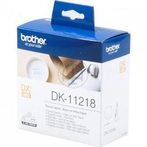 Brother DK-11218 Round Labels, Black on White Paper, 24 mm, 1000 labels per roll