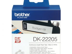 Brother DK-22205 (DK22205) Continuous Paper Label Roll, Black on White, 62mm, 30.48m