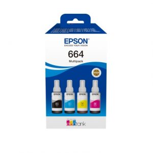 Epson 664 EcoTank (C13T66464A) Ink Cartridge, Black, Cyan, Magenta, Yellow, Multipack 4 colours