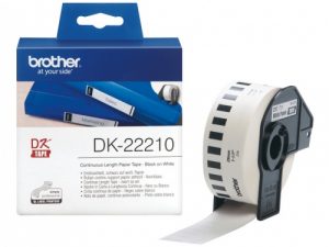 Brother DK-22210 Continuous Length Paper Tape Black On White 29 mm x30.48m