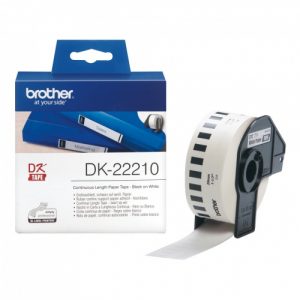 Brother DK-22210 Continuous Length Paper Tape Black On White 29 mm x30.48m