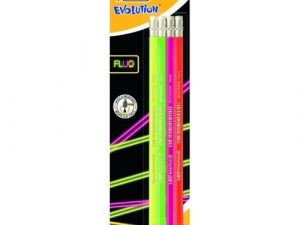 BIC pensils EVOLUTION FLUO ERASER BL4 EU, Set 4 pcs. 449046