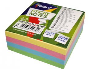 Sticky Notes Forpus, 75x75mm, Mix of 4 pastel colours, cube (1x320)