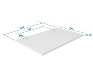 Up Up Table top M White, 1200x750x25mm (Laminated particle board)