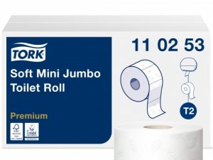 Toilet paper Tork PREMIUM MINI JUMBO T2 110253, 2 sl., 9.7 cm x 170 m, white, 12 psc.