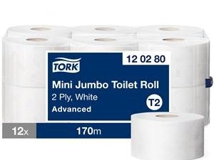 Toilet paper Tork Advanced Mini Jumbo T2, 2 sl., 170m, 12 vnt.