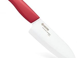 Kyocera FK-140 WH-RD EU Santoku Ceramic Knife, 14 cm, Red