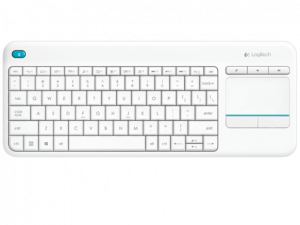 Logitech K400 Plus Touch Wireless Keyboard, RF Wireless, US, White