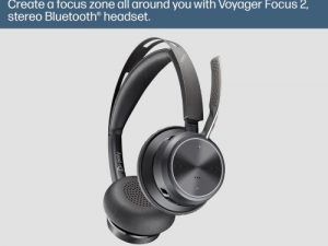 Poly Voyager Focus 2 MS Teams Wireless Headset, Bluetooth, USB-C/A Adapter, Charging stand, Black