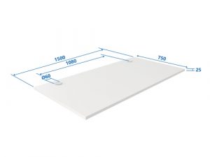 Up Up Table top L White, 1500x750x25mm (Laminated particle board)