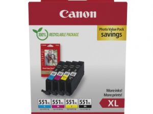 Canon CLI-551XL (6443B008) Ink Cartridge Multipack, C/M/Y/BK